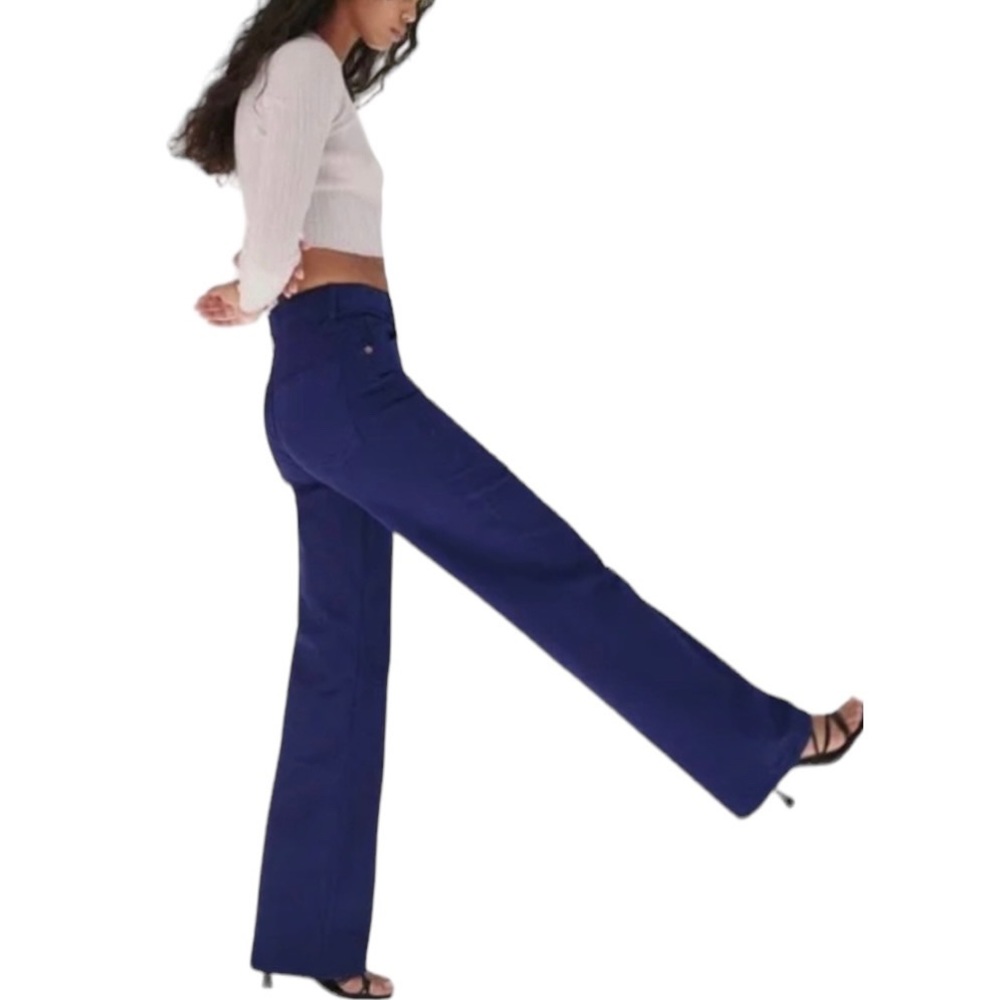 Zara Indigo Blue High Waisted Wide Leg Jeans 8 - Picture 2 of 6